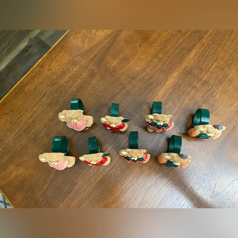 NIB‎ Vintage Teddy Bear Fruit Napkin Rings